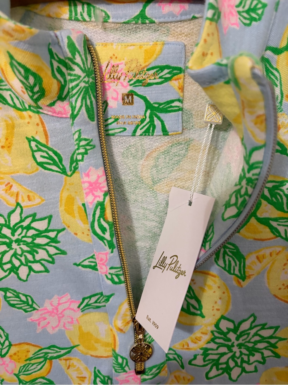 Lilly Pulitzer Aqua Lemon & Floral Quarter-Zip Shift Dress - Picture 5 of 6